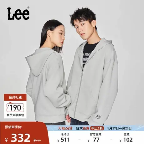 Lee舒适版刺绣Logo男女同款宽松连帽空气棉长袖卫衣休闲潮流图片