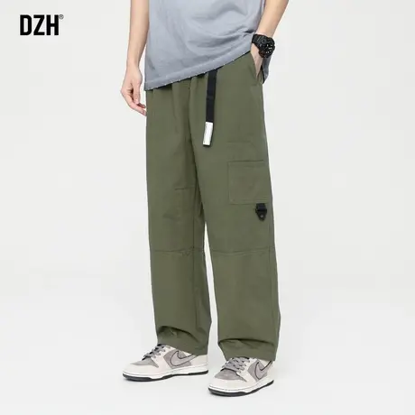 男士军绿色工装裤男秋冬新款直筒休闲裤男款2023新款纯棉阔腿裤子商品大图