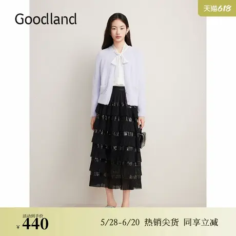 Goodland美地秋季仿貂绒小香风毛针织开衫薄外套商品大图