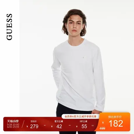 GUESS男士纯色简约经典版型舒适长袖T恤-MO3K9450商品大图