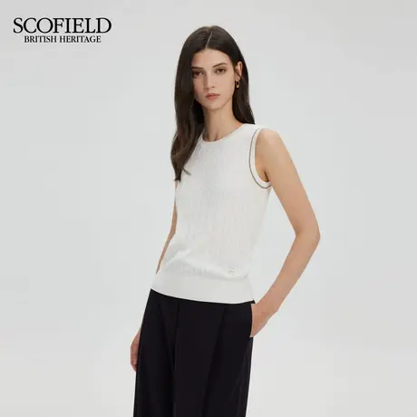 【松弛老钱风】Scofield女装假日风绞花针织背心撞色2025秋季新品图片