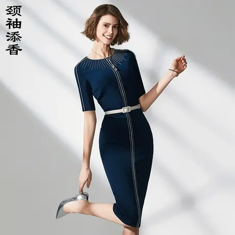 颈袖添香2024夏季新款时尚气质修身包臀OL职业装女士连衣裙图片