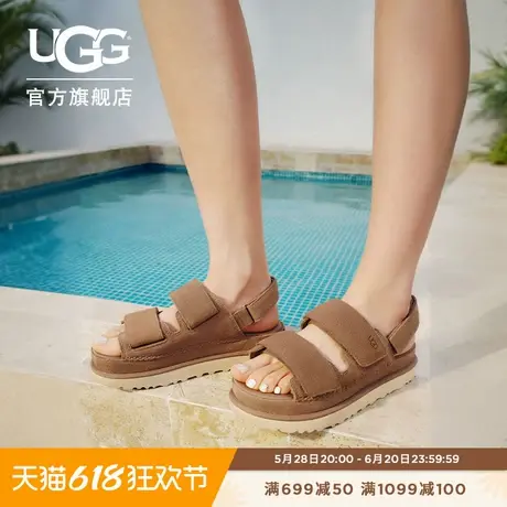 UGG夏季新款女士时尚舒适炫金系列厚底露趾魔术贴休闲凉鞋1141493图片