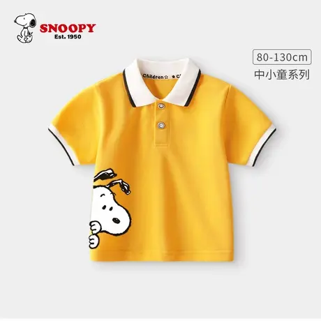 史努比儿童短袖t恤男夏季学院风小男孩纯棉帅气翻领半袖宝宝夏装图片