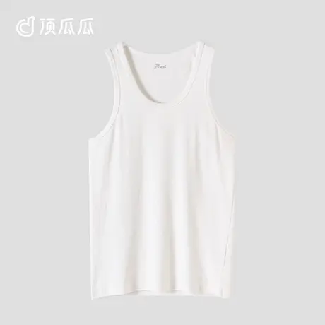 顶瓜瓜背心男款夏季款顶呱呱罗纹简约素色男士宽松高弹无袖背心商品大图