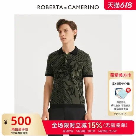 [时尚印花]ROBERTA诺贝达男装男士短袖POLO衫夏季新款休闲短袖T恤商品大图