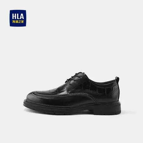 HLA/海澜之家加宽楦型商务正装皮鞋25新时尚抓纹舒适透气德比鞋男商品大图
