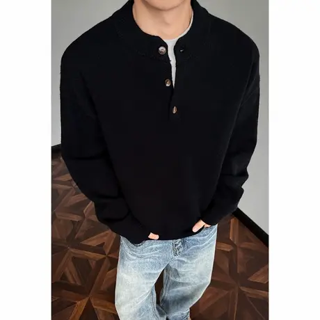 针织毛衣男春秋季2025新款休闲上衣服宽松潮牌纯色长袖半开衫外套图片