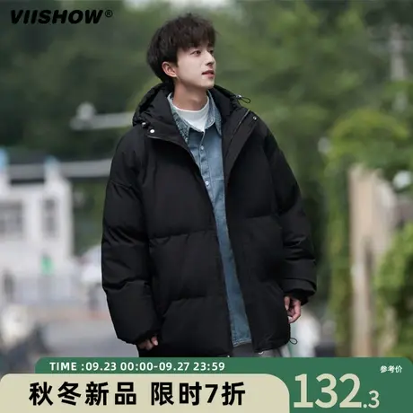 VIISHOW连帽棉衣外套2023冬季新款潮流宽松男生加绒加厚面包棉服商品大图