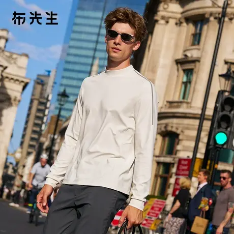 MrBu布先生撞色小高领打底衫2025秋季新款字母印花上衣男PT16751商品大图