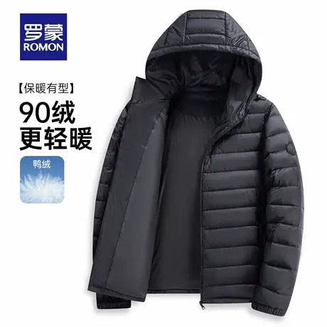 【早秋轻羽绒】罗蒙男士短款连帽羽绒服2025秋季新款宽松百搭外套商品大图
