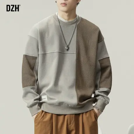 男士美式复古卫衣潮牌男春秋款宽松圆领情侣装设计感上衣休闲外套商品大图