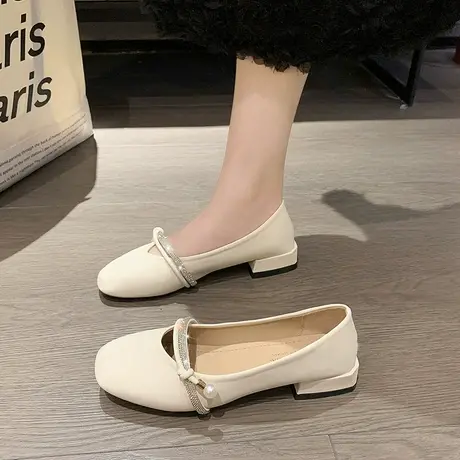 法式玛丽珍鞋女2023春秋季新款水钻晚晚风温柔单鞋超软浅口平底鞋商品大图