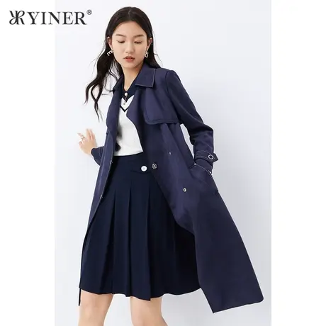 YINER音儿商场同款女装2021秋季新款西装领中长款风衣外套商品大图