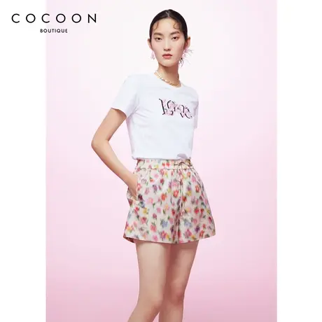 可可尼COCOON商场同款时尚裤装2024夏季新款印花裤子宽松休闲裤女商品大图