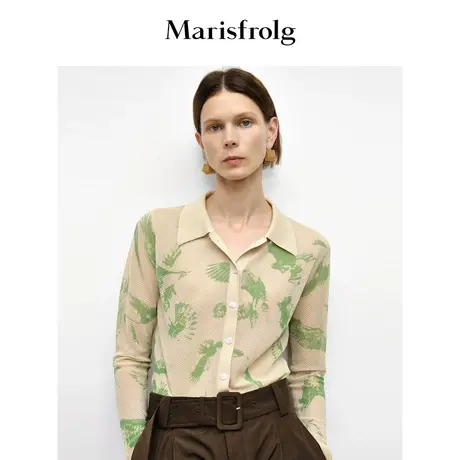 【商场同款】玛丝菲尔2023年秋季新款时尚海鸥印花外搭针织开衫商品大图