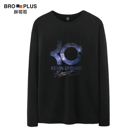 胖哥哥长袖T恤大码春秋宽松印花加肥加大男士潮胖子肥佬打底衫男图片
