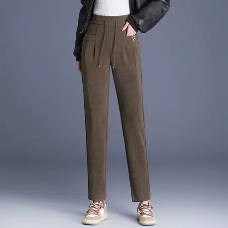 加绒哈伦小脚裤女2023秋冬新款加厚保暖直筒休闲裤通勤百搭长裤子商品大图