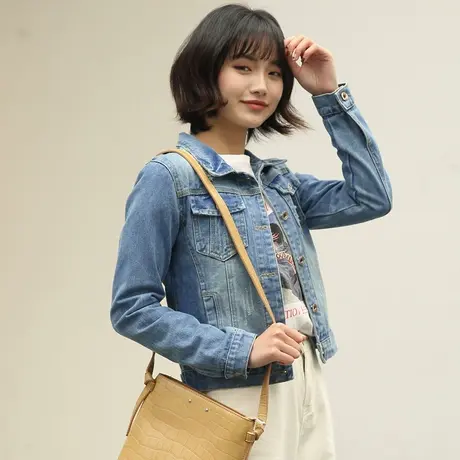 牛仔外套女春秋短款韩版修身显瘦学生长袖新款大码牛仔服上衣图片