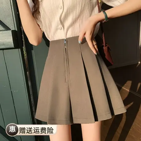 2023春夏季新款时尚高腰显瘦百褶阔腿裤裙女休闲西装舒适短裤子图片