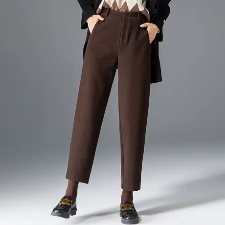 加厚毛呢裤女秋冬2024新款老爹萝卜裤冬季妈妈裤子休闲九分哈伦裤商品大图