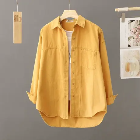 中长款长袖衬衫外套女秋季设计感小众纯棉衬衣开衫上衣外搭寸衫潮商品大图