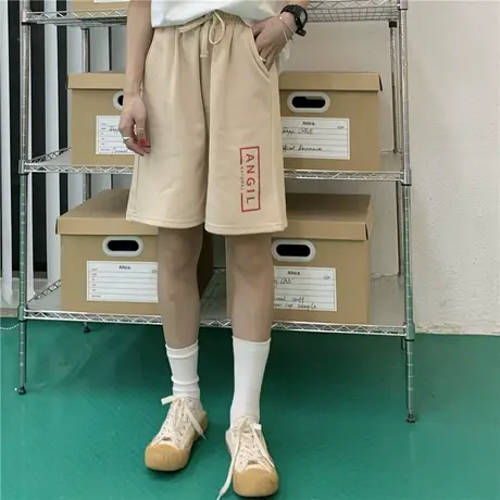 2020新款韩版cec超火纯棉针织休闲宽松运动五分短裤女ins潮学院风商品大图