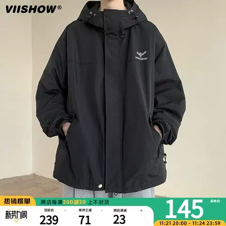 VIISHOW日系户外冲锋夹克外套男秋季美式潮牌连帽防水登山服夹克商品大图