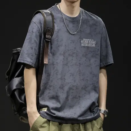 重磅印花短袖t恤男士潮牌大码夏季2024新款衣服男款纯棉男装体恤商品大图