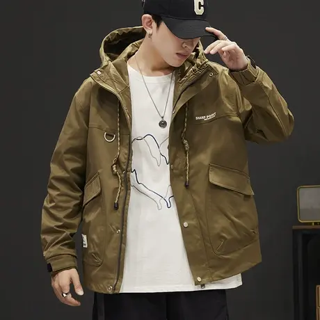 男装美式潮牌高端宽松运动冲锋衣秋冬季休闲情侣连帽夹克外套上衣商品大图