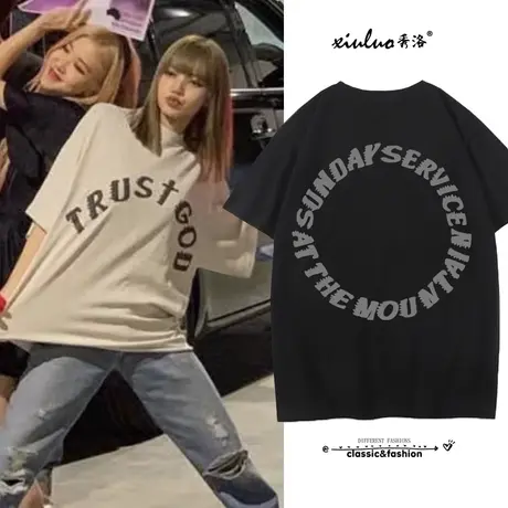 秀洛侃爷LISA同款KANYE CPFM高街T恤男夏季宽松短袖休闲半袖衣服商品大图