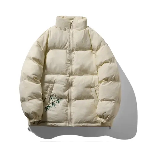 冬季棉衣男时尚中国风竹叶刺绣立领棉袄男装宽松潮大码保暖上衣服商品大图