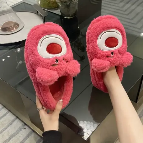 可爱卡通小熊棉拖鞋女2023新款冬季室内家居包跟学生宿舍防滑棉鞋商品大图
