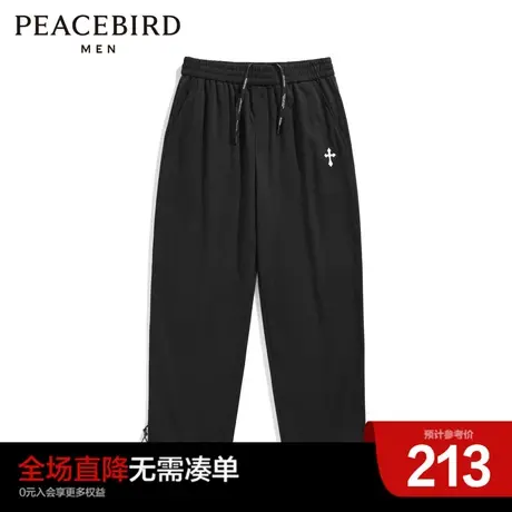太平鸟男装奥莱 暗黑风休闲裤宽松休闲抽绳印花运动长裤男潮卫裤商品大图