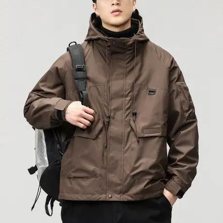 冬季男生潮牌三合一连帽工装夹克秋冬美式休闲防风连帽冲锋衣外套商品大图