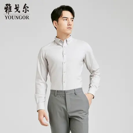 雅戈尔 商场同款男卡其素色休闲衬衫长袖衬衫YLNX130683YKA商品大图