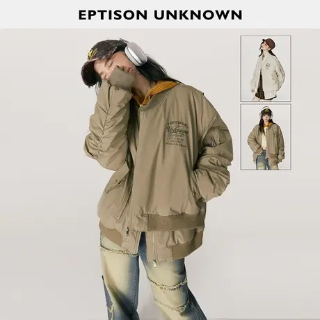 【小乐专享】EPTISON棉服外套女美式复古学院风假两件加厚棒球服商品大图