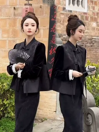 新中式国风盘扣马甲2024早春新款设计感提花拼接坎肩上衣ins潮款商品大图