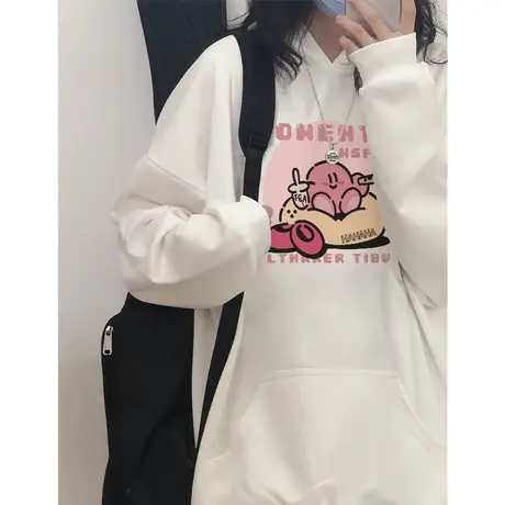 oversize艺术生奶甜连帽卫衣女ins潮牌春秋薄款宽松奶fufu的外套图片