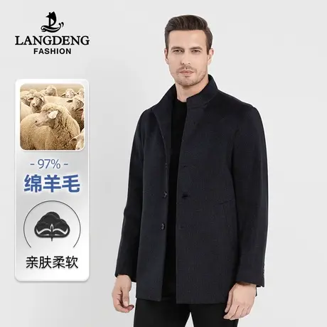 浪登男士羊毛大衣2022秋冬新款中长款时尚中老年爸爸装呢子外套男商品大图
