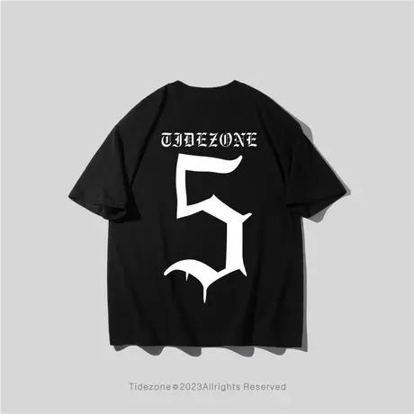 Ohlyah重磅美式250g基础款数字短袖T恤男夏情侣宽松潮牌半袖体恤图片