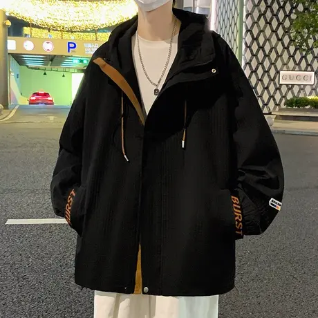 港风外套男秋冬款户外冲锋衣男士潮牌夹克2024年春季新款工装上衣图片