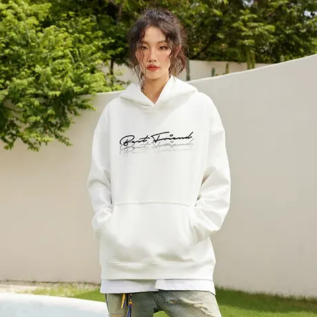 Nuthink美式潮牌重磅420g字母连帽卫衣男潮宽松大码加绒情侣外套商品大图