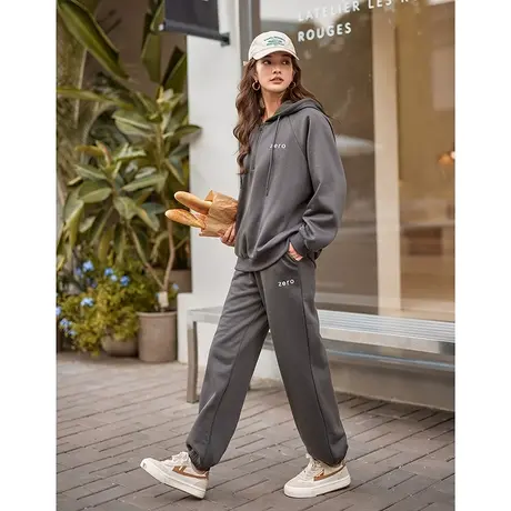 【miu系薄绒运动套装】23秋冬新款卫衣长裤休闲两件套女商品大图