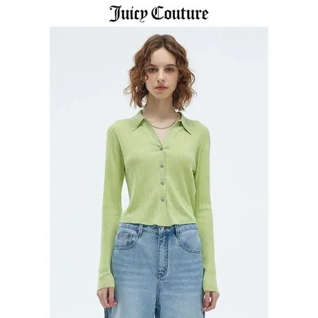 Juicy Couture橘滋毛衫女2023夏季新款时尚V领打底纯色毛织开衫商品大图