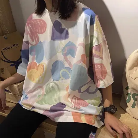 2024夏季新款情侣装女装设计感小众别致上衣正肩短袖t恤ins潮体恤商品大图