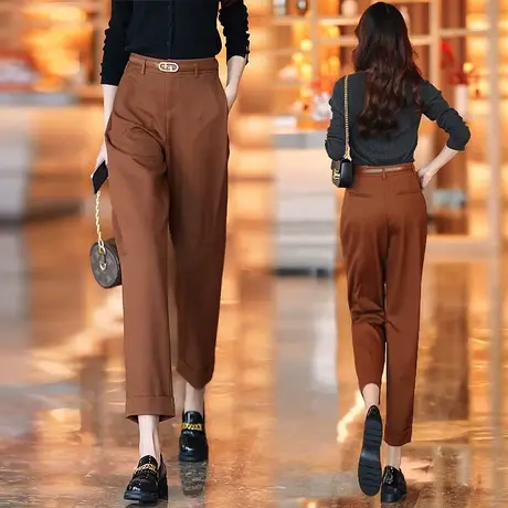 西装哈伦裤女春秋2023新款百搭休闲小个子直筒萝卜小脚烟管西裤子图片