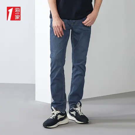 海一家简约中腰休闲长裤2023夏季新款基础日常牛仔裤男图片