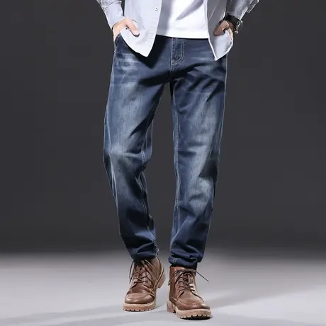 秋冬新款大码牛仔裤男加肥加大宽松直筒休闲弹力大号肥佬胖人裤子图片