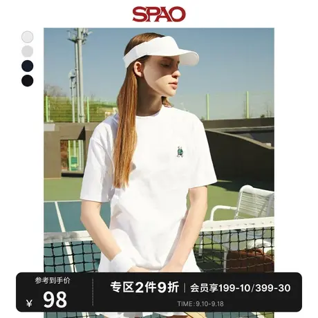 【小熊Woodie】SPAO男女同款2023年夏季圆领短袖T恤衫SPRPD23P11图片